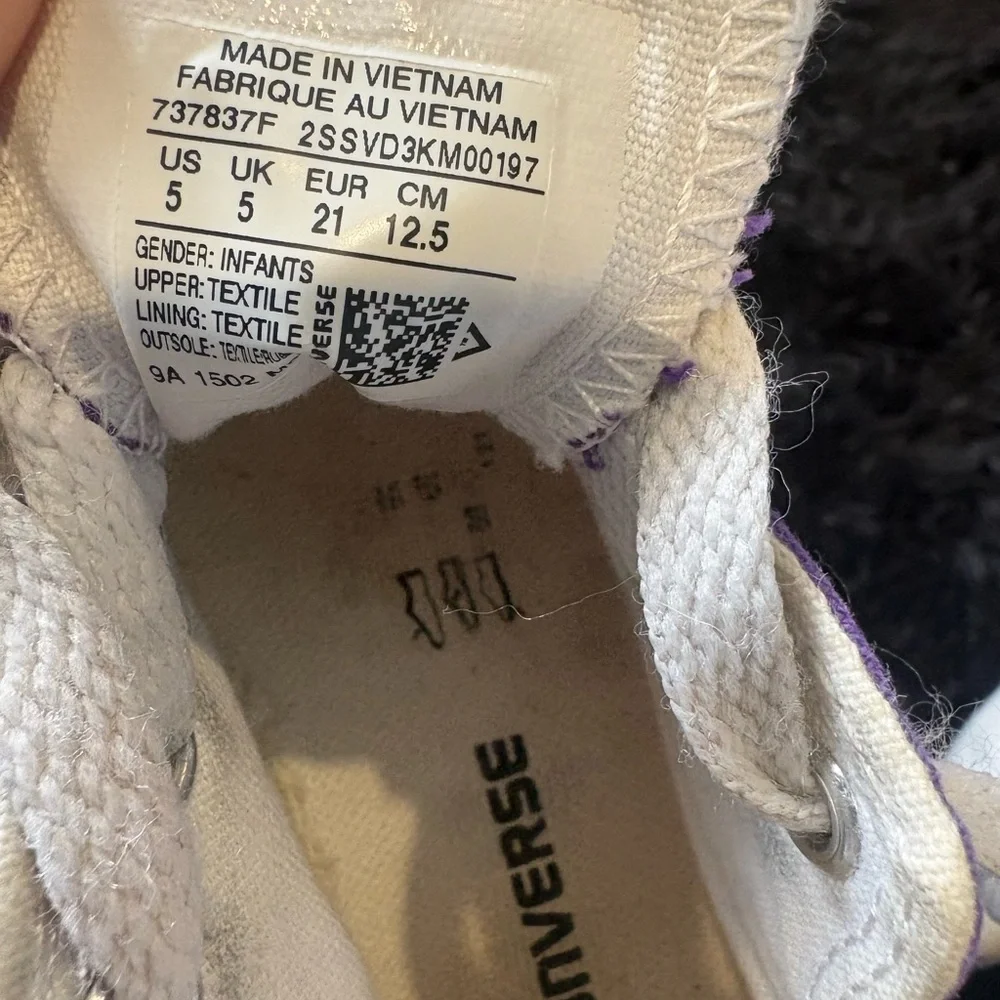 Converse Infant White and Purple Low-Top Sneaker - Picture 2 of 7